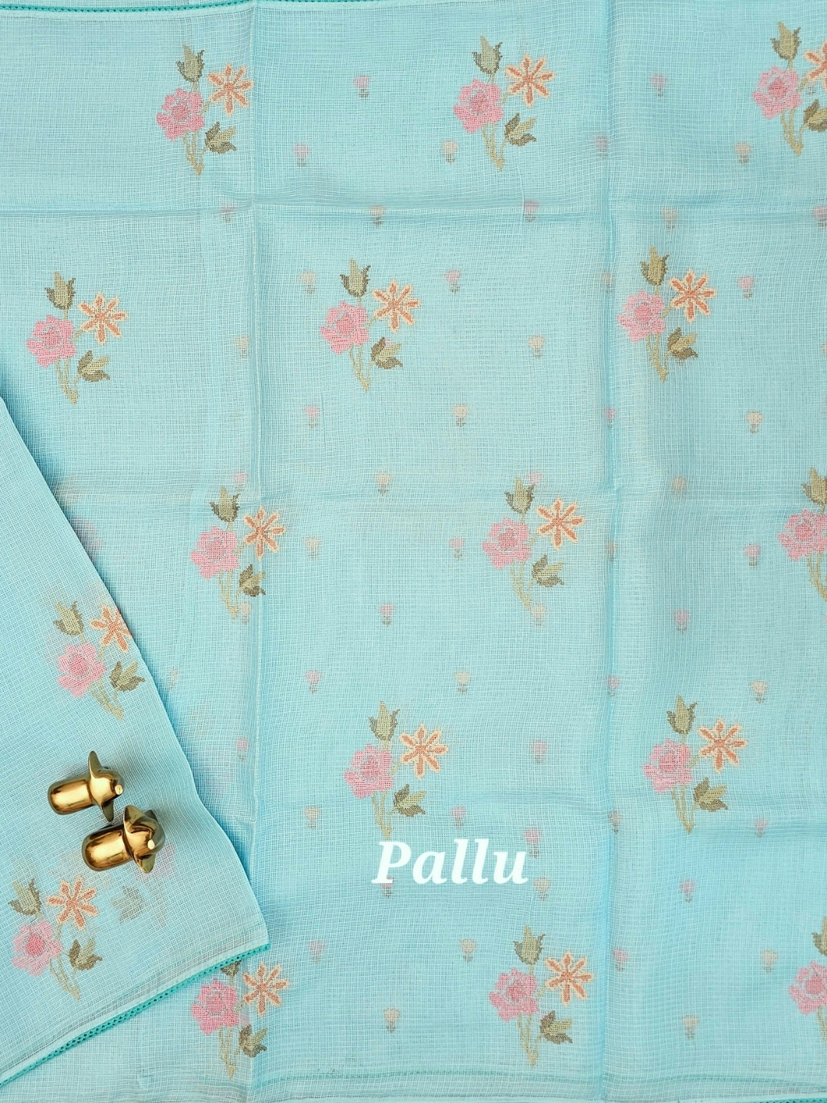 Premium Kota Weaving Saree - Pastel Blue