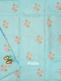 Premium Kota Weaving Saree - Pastel Blue
