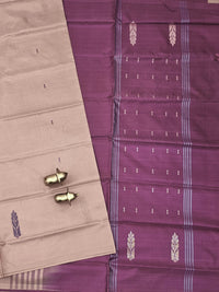 Cream with Magenta Pink Chinnalampattu Saree with Blouse