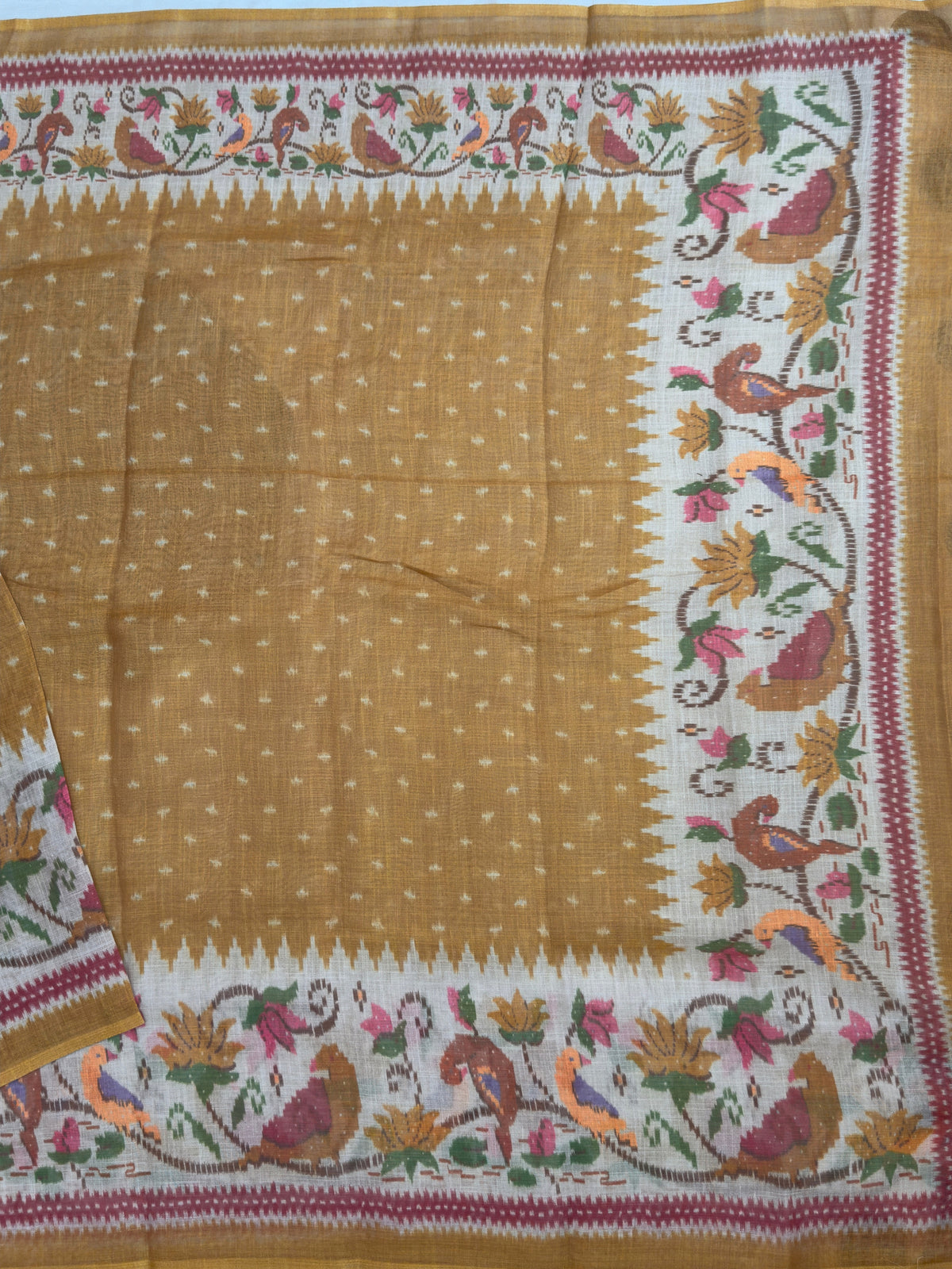 Linen Tissue with Digital Printed Sarees -  Musterd Yellow
