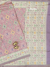 Patola Inspried Semi Tussar Saree  - Pastel Onion Pink