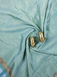 Soft Semi Tussar with Digital Prints - Blue