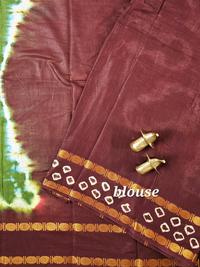 Madurai Sungadi Cotton Saree - Green with Brown