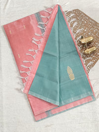 Chinnalampattu Saree - Sea Green with Pink
