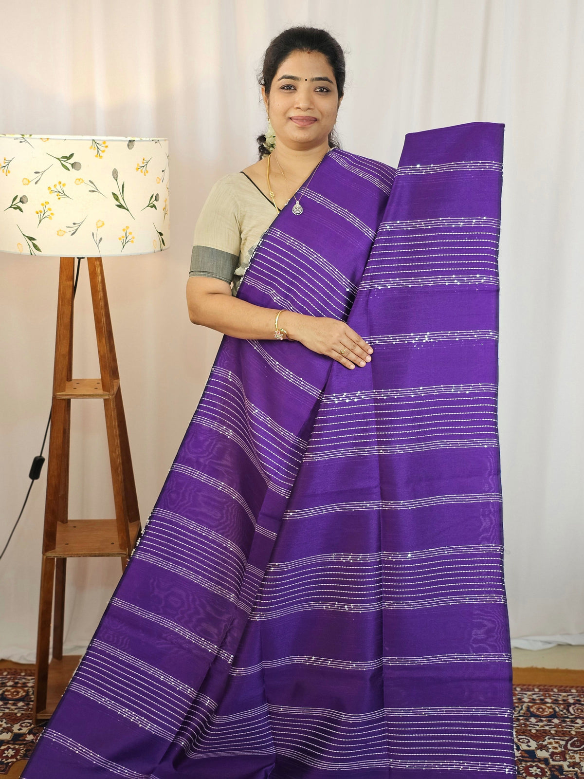 Semi Raw Silk - Dark Purple with Lavender