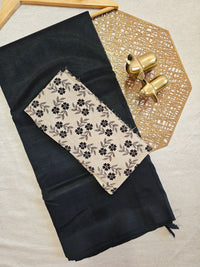 Handwoven Mangalagiri Plain Pattu Saree - Black