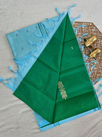 Chinnalampattu Saree - Green with Blue