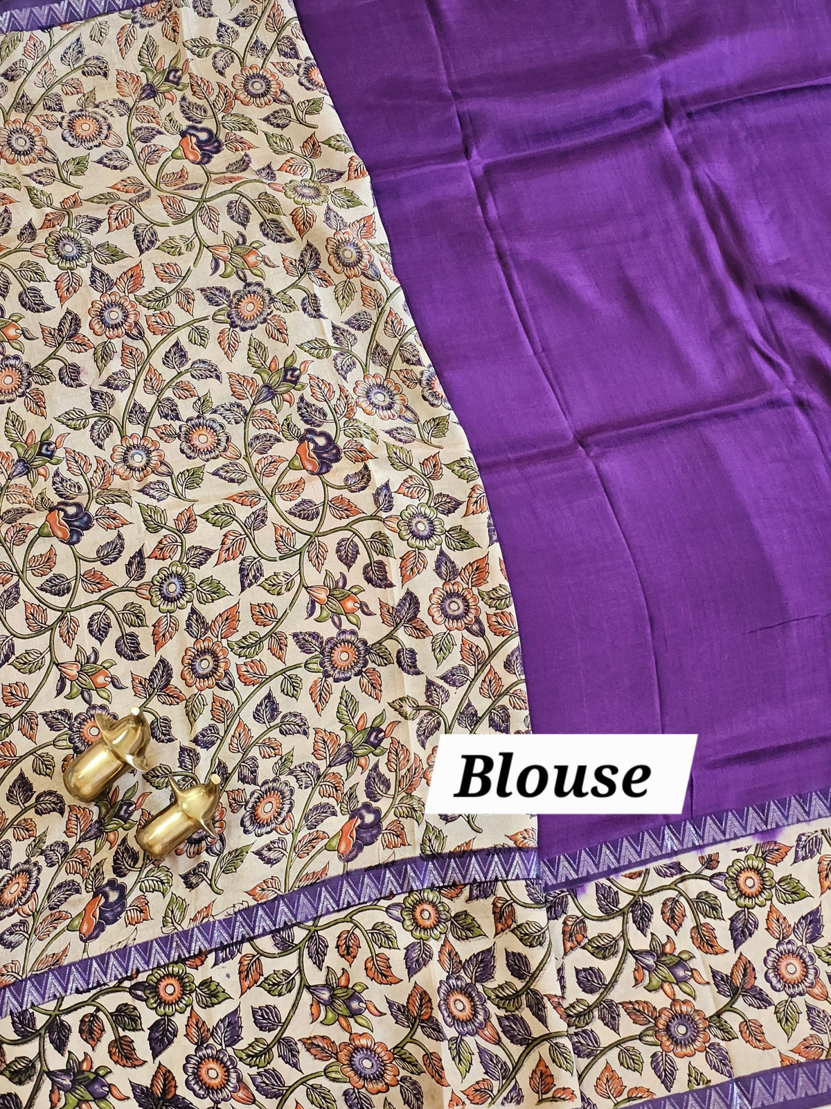 Chennuri Silk With Gap Border Kalamkari Sarees - Purple