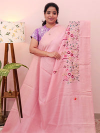 Premium Soft Linen Tissue with Hand Emboridery - Pink