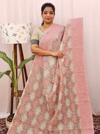 Premium Super Net Kota Saree - Pastel Peach