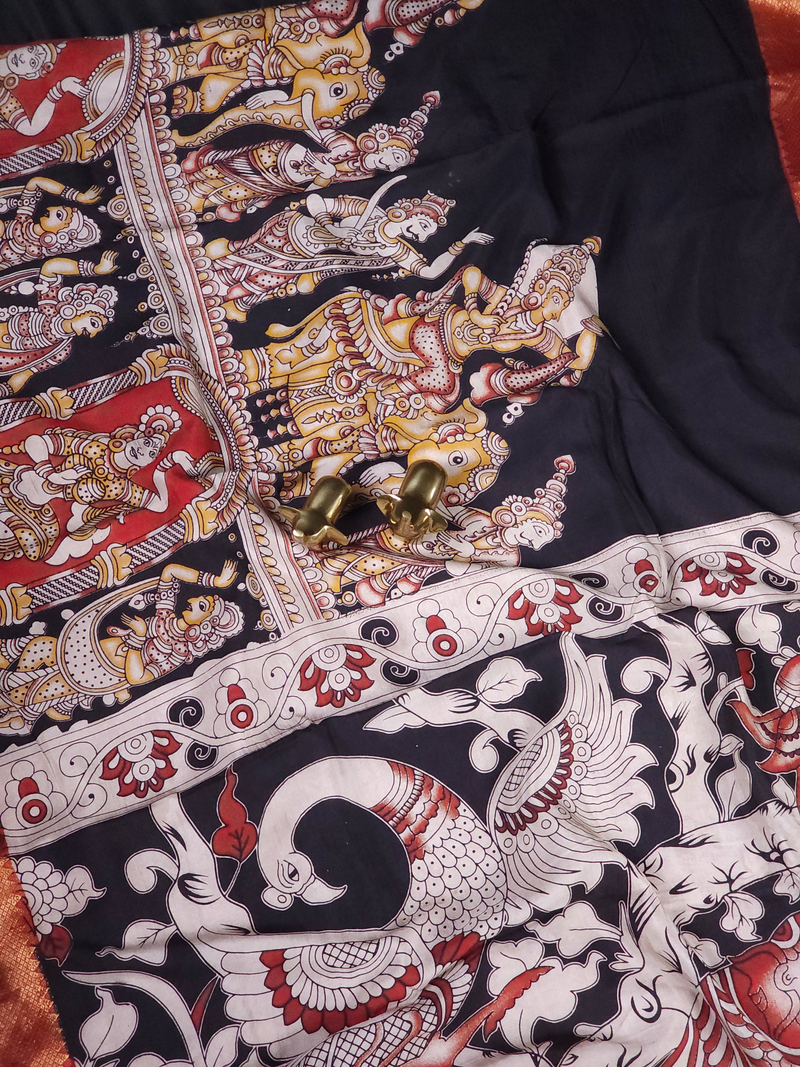 Chennuri Silk - Black With Red