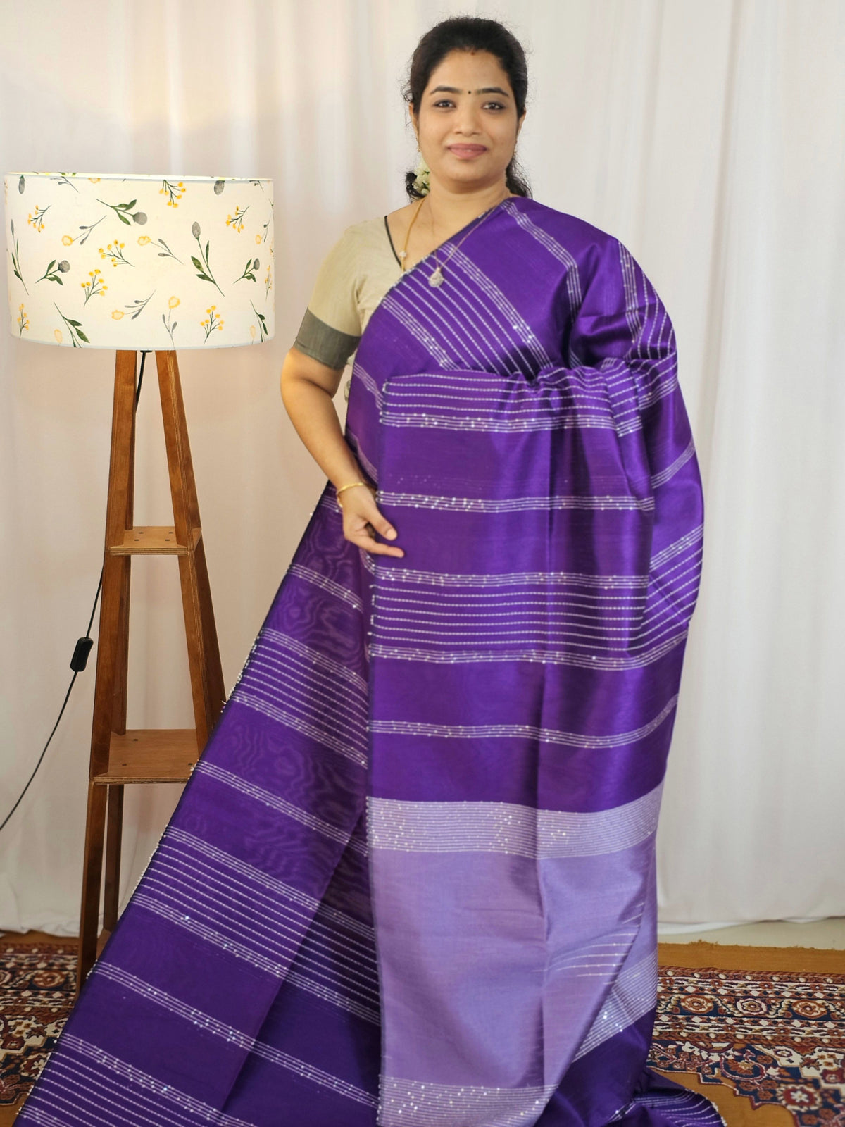 Semi Raw Silk - Dark Purple with Lavender