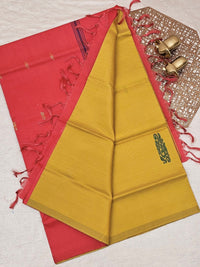Mustard Yellow with Red Chinnalampattu Saree with Blouse