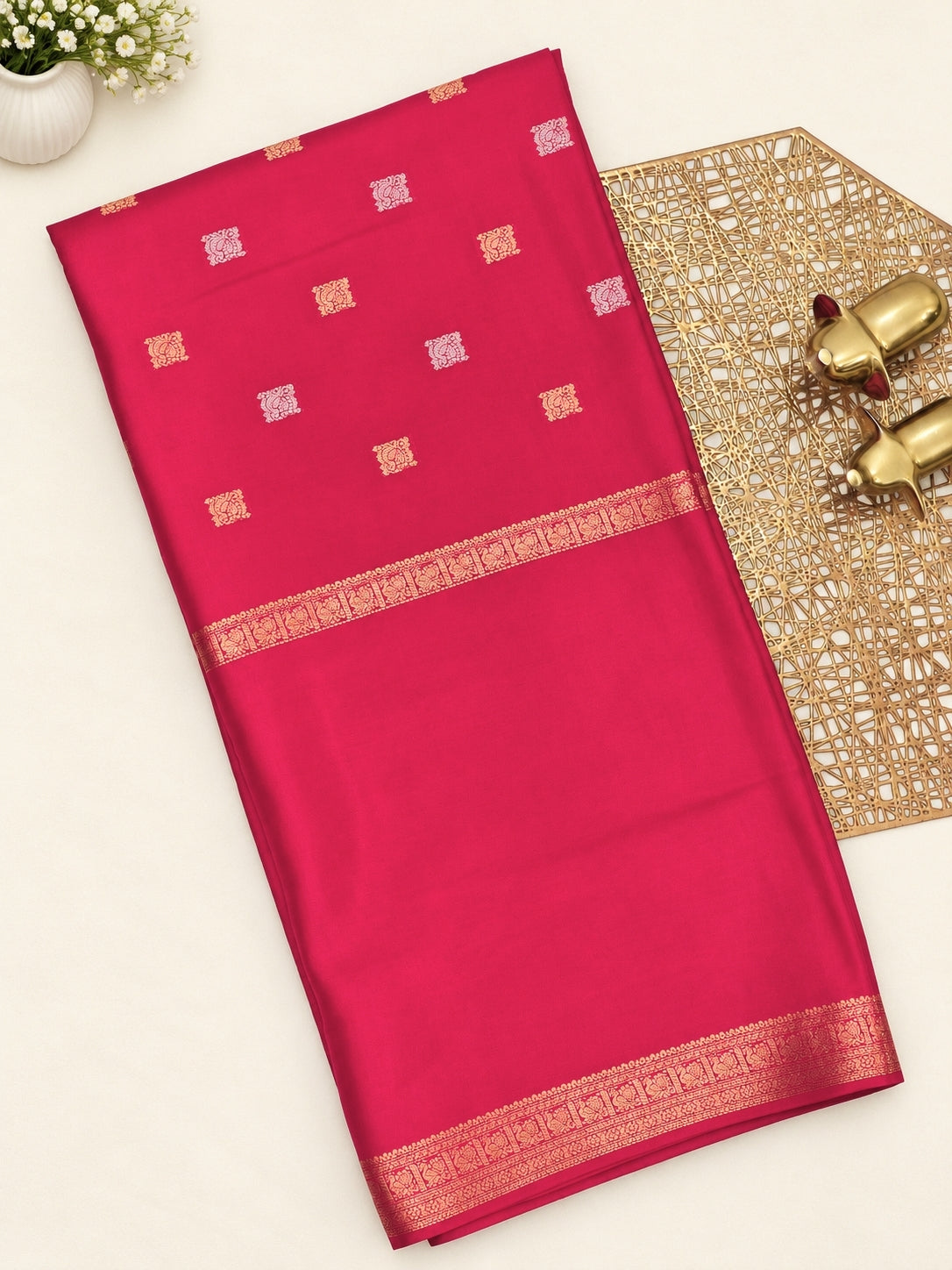 Semi Mysore Crepe Silk Saree - Pink