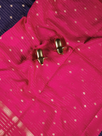 Georgette with Zari Woven Border Saree - Blue with Pink