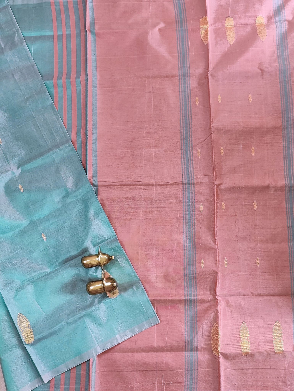 Chinnalampattu Saree - Sea Green with Pink