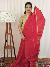 Soft Semi Tussar with Zari Weaving Saree - Red