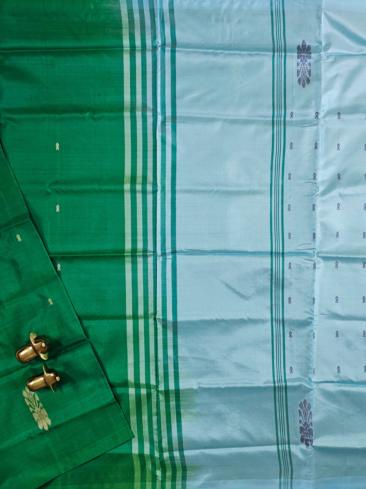 Chinnalampattu Saree - Green with Blue