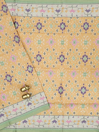 Patola Inspried Semi Tussar Saree  - Pastel Yellow