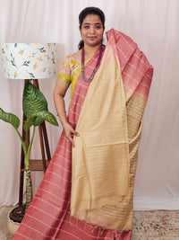 Bhagalpuri Fancy Sarees - Peach with Cream