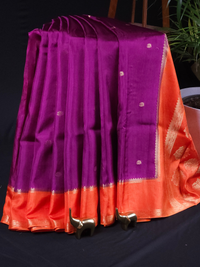 Semi Mysore Crepe Silk Saree - Purple with Orange