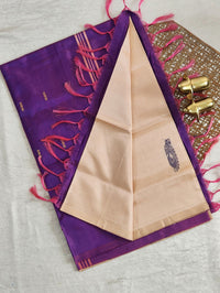 Chinnalampattu Saree - Cream with Purple