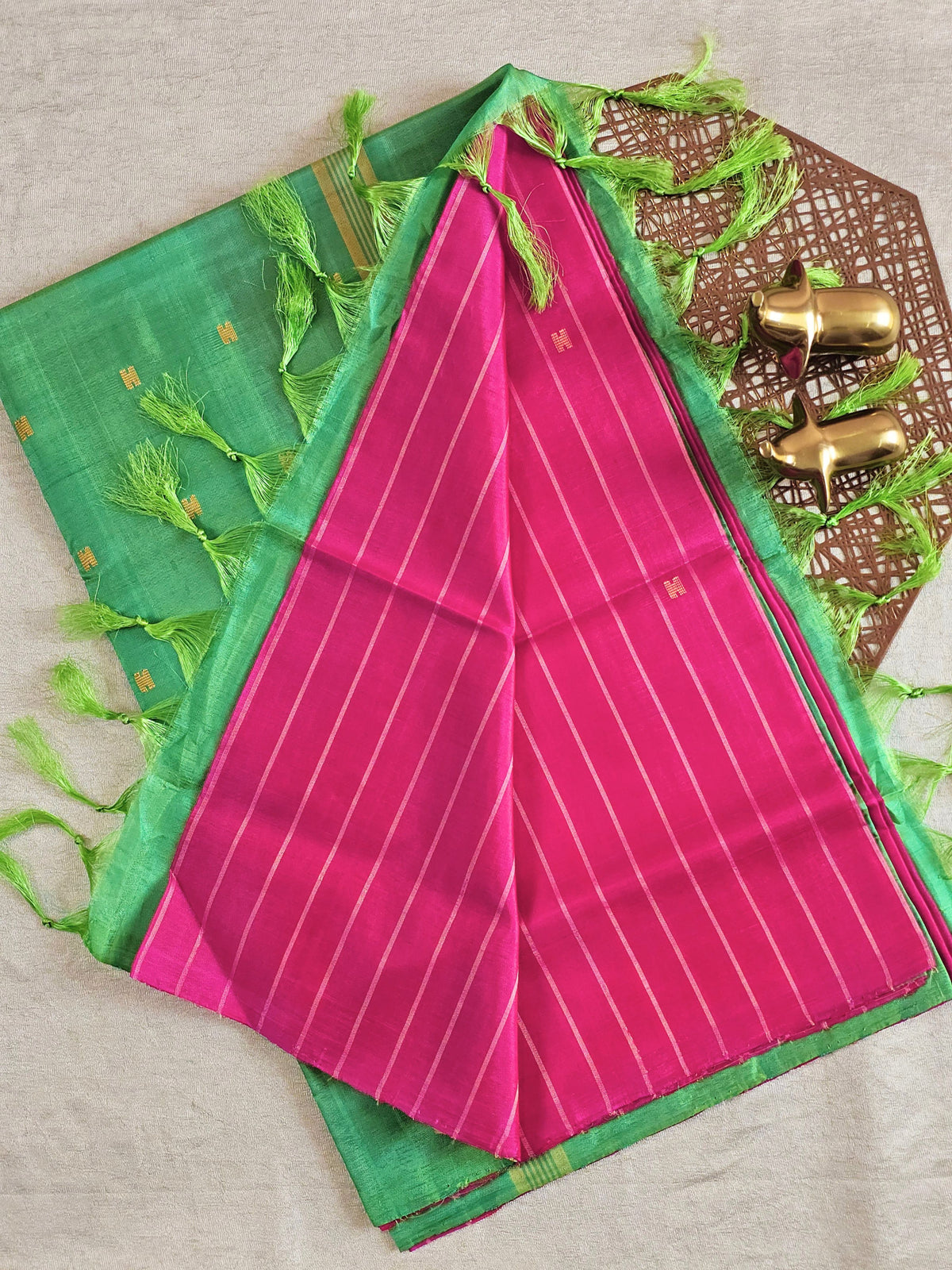 Chinnalampattu Saree - Pink with Green