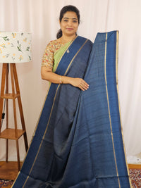 Soft Semi Tussar with Zari Weaving Saree - Cobalt Blue