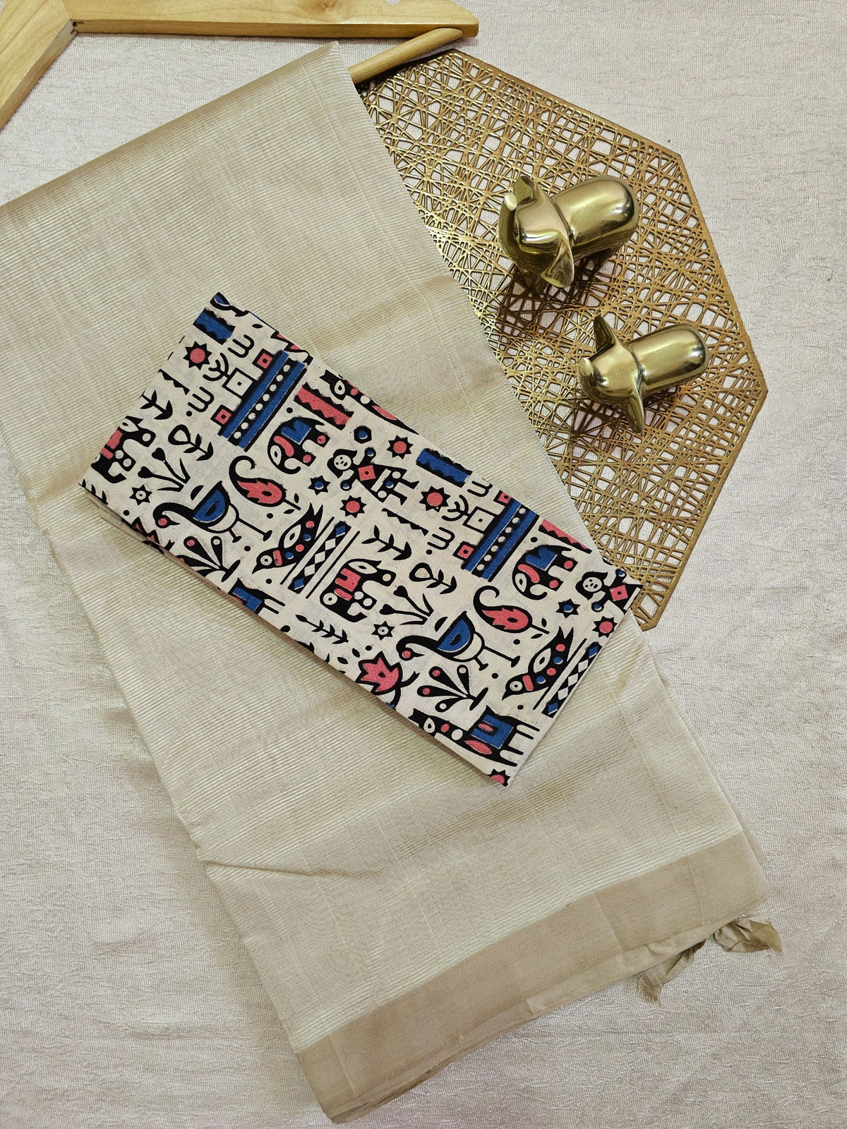 Handwoven Mangalagiri Plain Pattu Saree - Cream