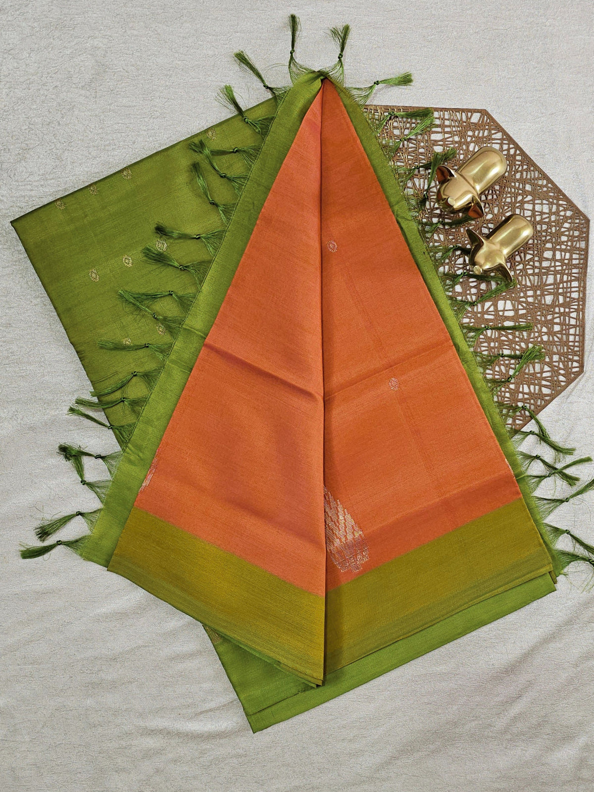 Chinnalampattu Saree - Orange with Green