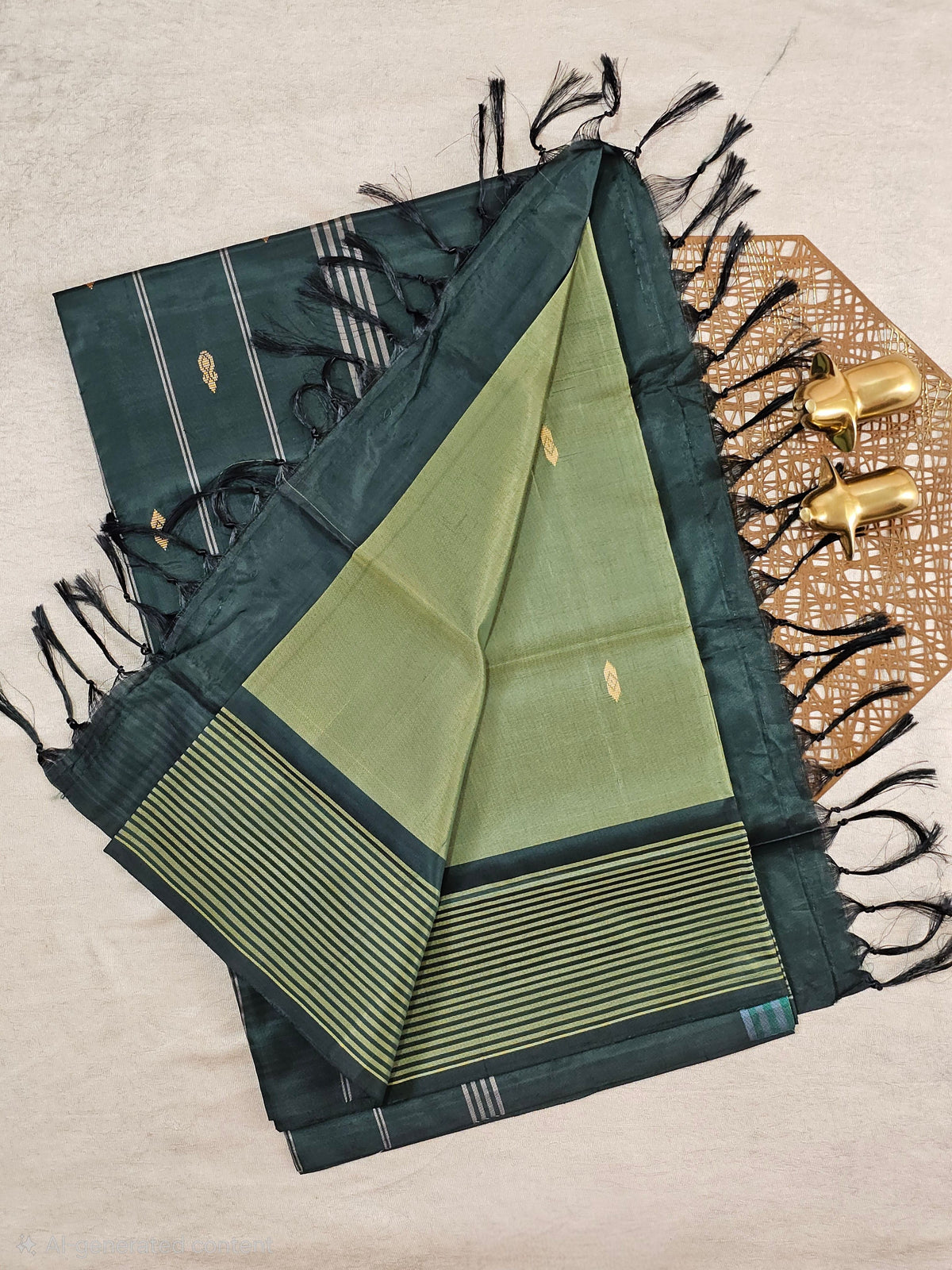 Chinnalampattu Saree-  Light Green with Green