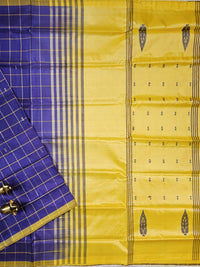 Blue with Yellow Chinnalampattu Saree with Blouse