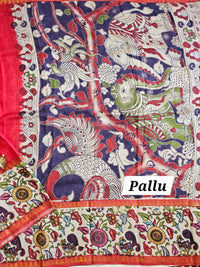 Chennuri Silk With Gap Border Kalamkari Sarees - Red