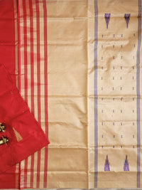 Red with Sandal Chinnalampattu Saree with Blouse