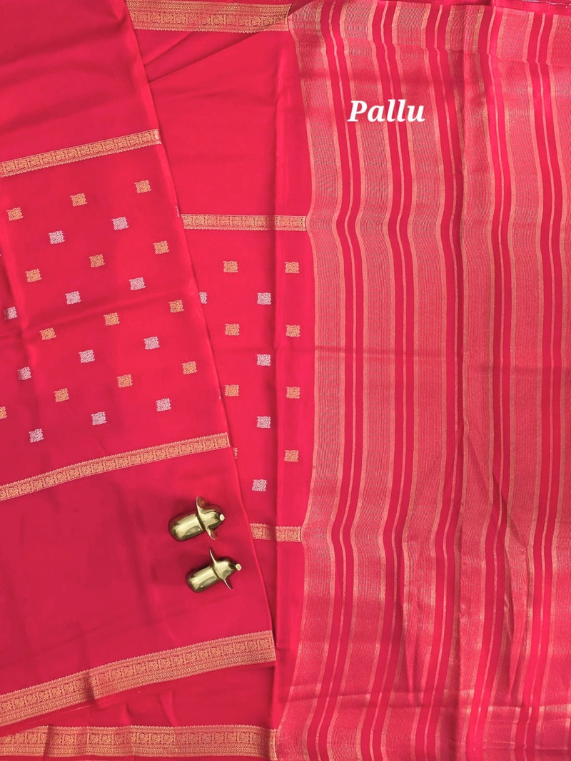 Semi Mysore Crepe Silk Saree - Pink