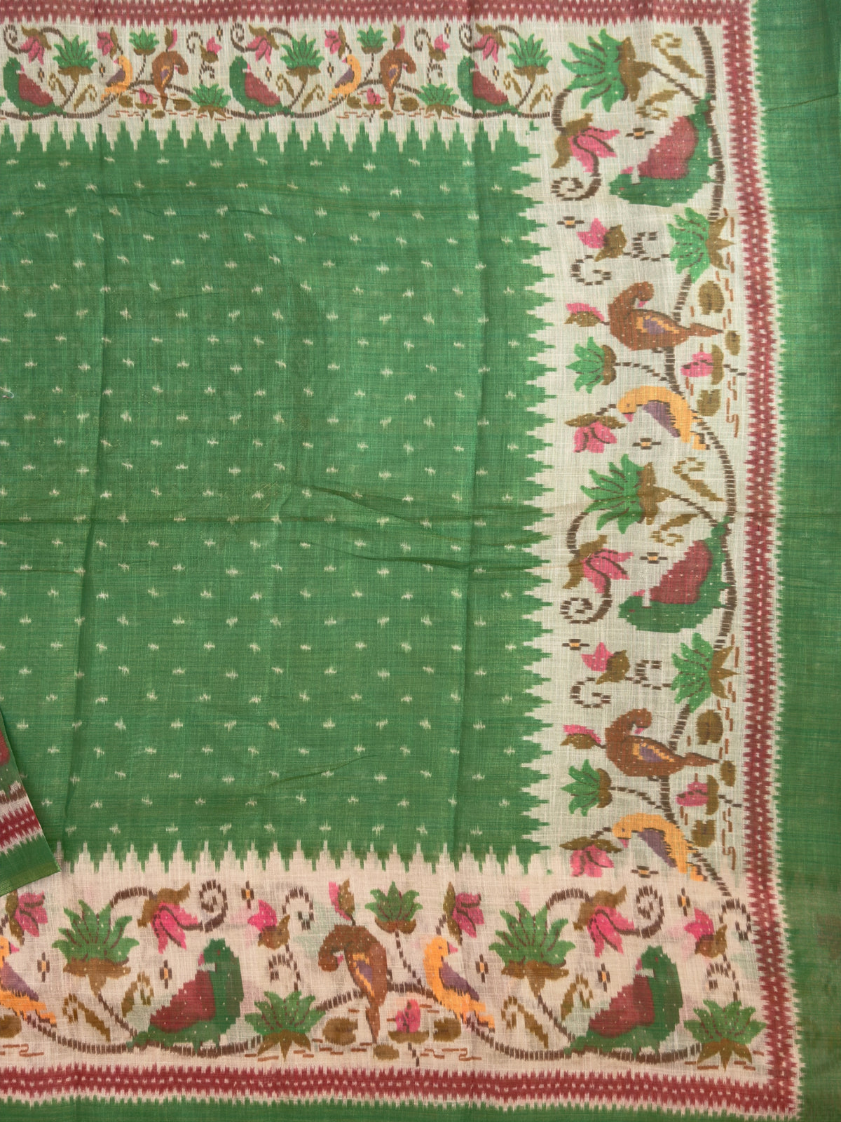 Linen Tissue with Digital Printed Sarees - Green