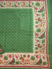 Linen Tissue with Digital Printed Sarees - Green