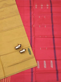 Mustard Yellow with Red Chinnalampattu Saree with Blouse
