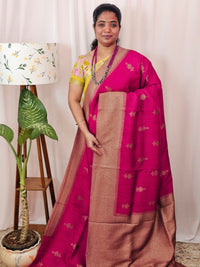 Jute Banarasi Silk Saree - Pink with Onion Pink
