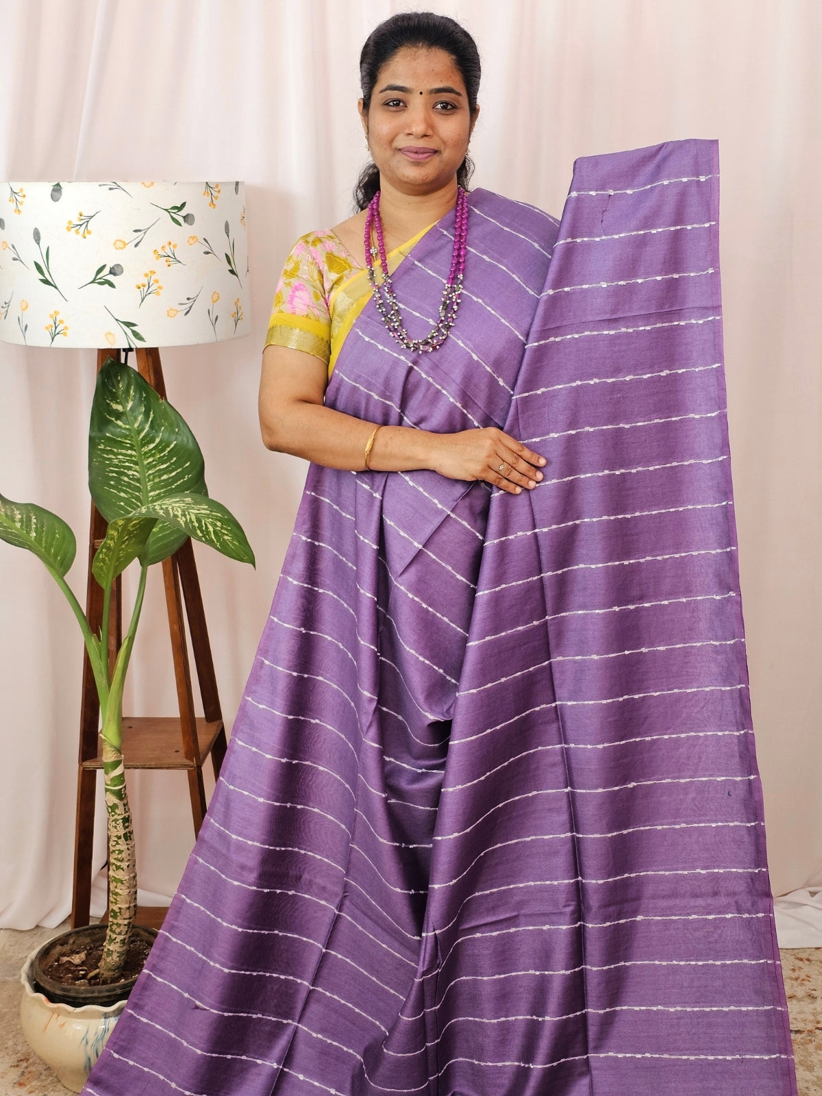 Bhagalpuri Fancy Sarees - Lavender with Cream