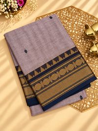 Chettinad Cotton Sarees - Dual Shade of Onion Pink with Dark Blue