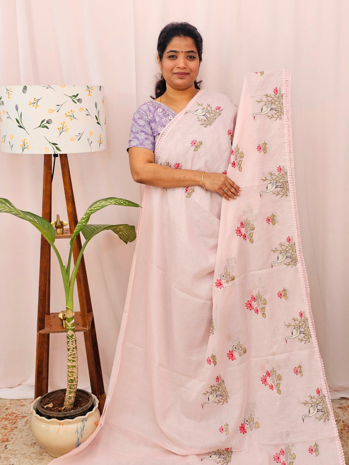 Premium Semi Tussar Kota Weaving Saree - Pink