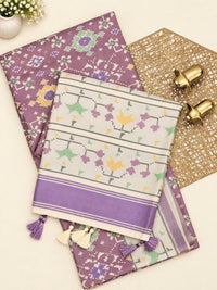 Patola Inspried Semi Tussar Saree  - Dark Onion Pink