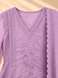 Premium Mul Chanderi 3 pcs Salwar Suit - Lavender