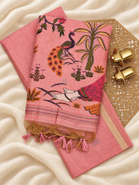 Soft Cotton with Weaving Floral Pattern  - Pink