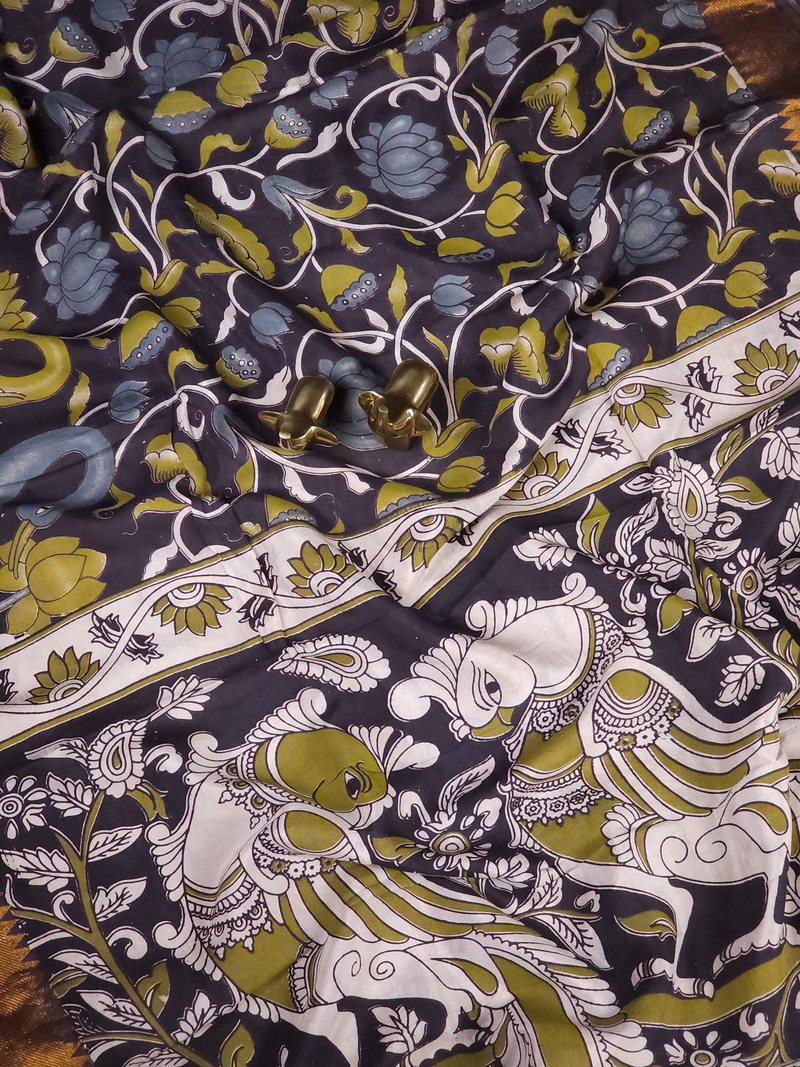 Chennuri Silk - Green With Black