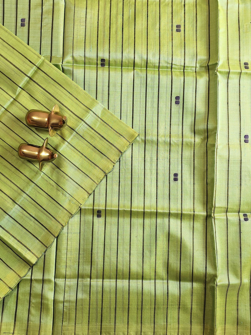 Chinnalampattu Saree- Green with Orange