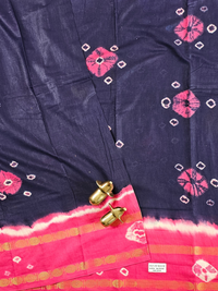 Madurai Sungadi Cotton Saree - Blue with Pink