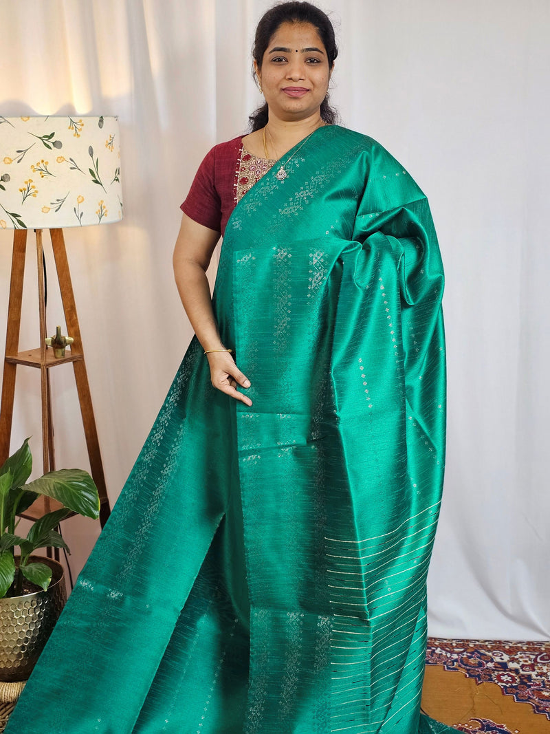 Semi Raw Silk - Peacock Green