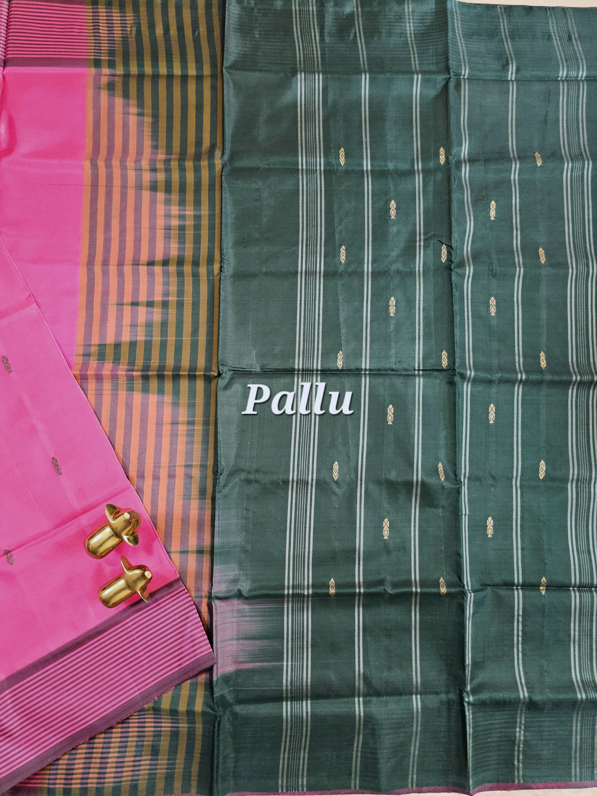 Chinnalampattu Saree - Pink with Dark Green